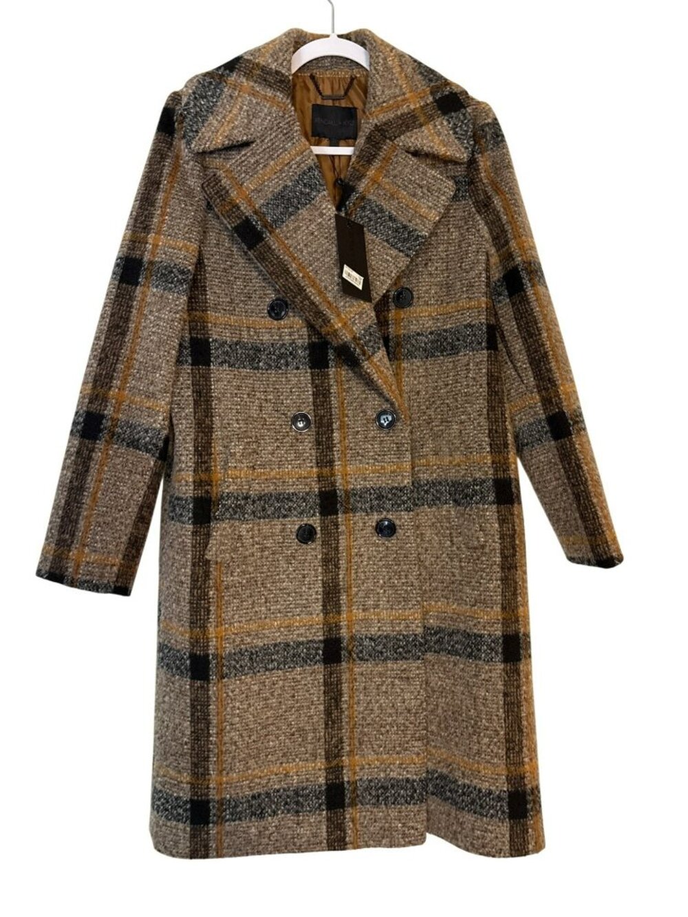 Kendall + Kylie Plaid Double Breasted Pea Coat Size M